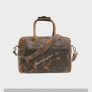 Bolsa de couro Hunter Brown | Bolsa de couro para laptop | Bolsa de trabalho feminina | Bolsa de couro Duffel.