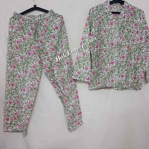 Comfy Night Wear Pajama Set Flower  Print Long Pajamas Set, Bridesmaid Gifts, Soft & Comfortable Cotton Bridesmaid Pajamas Dress