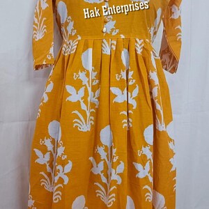 Maxi uitlopende bedrukte Kurti-jurk, zomerjurk, vakantiejurk, boho, boho-jurk, katoenen jurk, lange jurk, lange Kurti, jurk met lange mouwen, jurk met lange mouwen