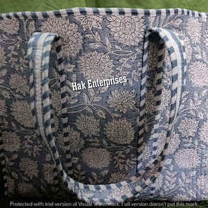 Sac fourre-tout rouille, coton à imprimé floral, respectueux de l'environnement, durable, solide, sac fourre-tout pour les courses d'épicerie, sac bohème fait main, sac fourre-tout matelassé, sac de marché