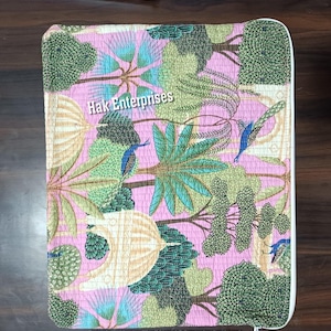 Quilted laptop sleeve 13, floral Macbook case, padded laptop bag, handmade Indian cotton laptop bag