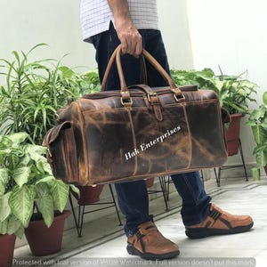 Herren Leder Reisetasche personalisiert mit Namen, Große Wochenend- und Nachtreisetasche, Einzigartige Geschenkideen zum Vatertag, Handgepäcktasche