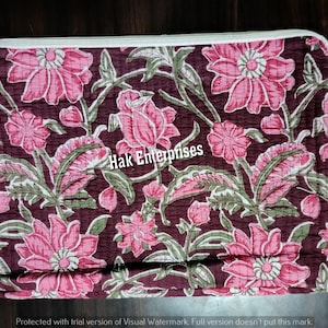 Floral Quilted Cotton Laptop Sleeve, Lightweight Tablet Pouch, Durable MacBook Air Pro Case - 13 & 15 inch Cotton Laptop Cover - Padded Case