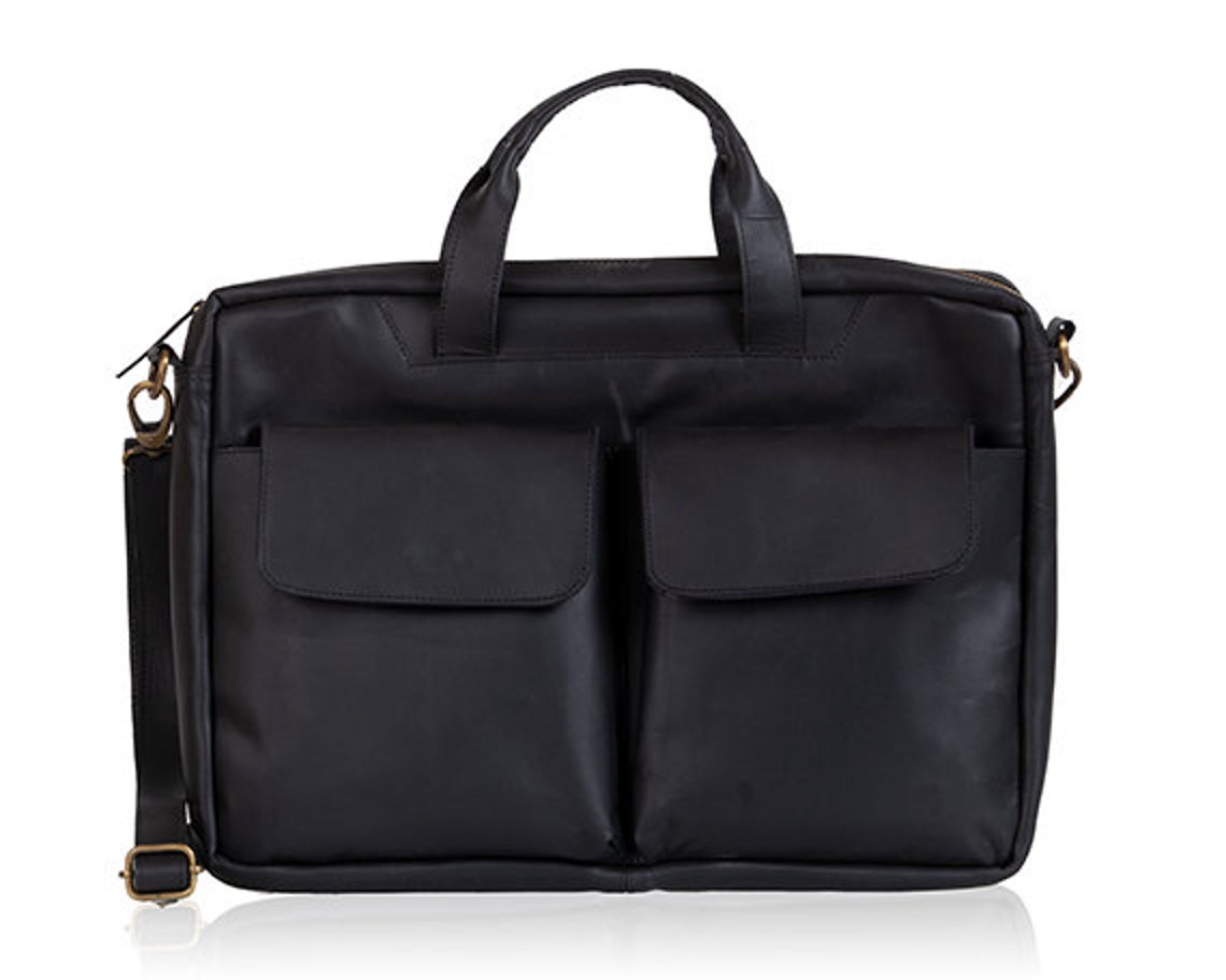 Leather Laptop Bag 100 Genuine Black Leather Shoulder Bag Etsy UK