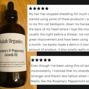 Hair Growth Oil  with Rosemary, Peppermint, Black Castor Oil, 100% Natural Organic Hair Oil, 4 oz,  8 oz