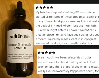 Hair Growth Oil  with Rosemary, Peppermint, Black Castor Oil, 100% Natural Organic Hair Oil, 4 oz