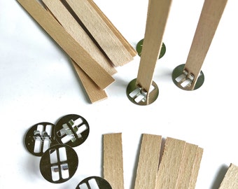 Juego de 50 mechas de madera/mechas de madera crepitantes/mecha de madera auténtica/mecha de vela de madera Natural/materiales de vela