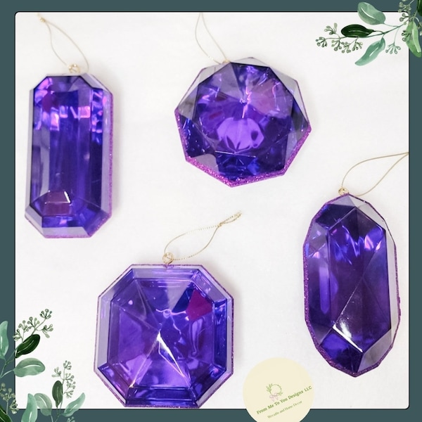 Assortiment de bijoux Farrisilk violets/ensemble de 4 pierres précieuses. Pour la fabrication de couronnes et la décoration d'arbres de Noël/de guirlandes !