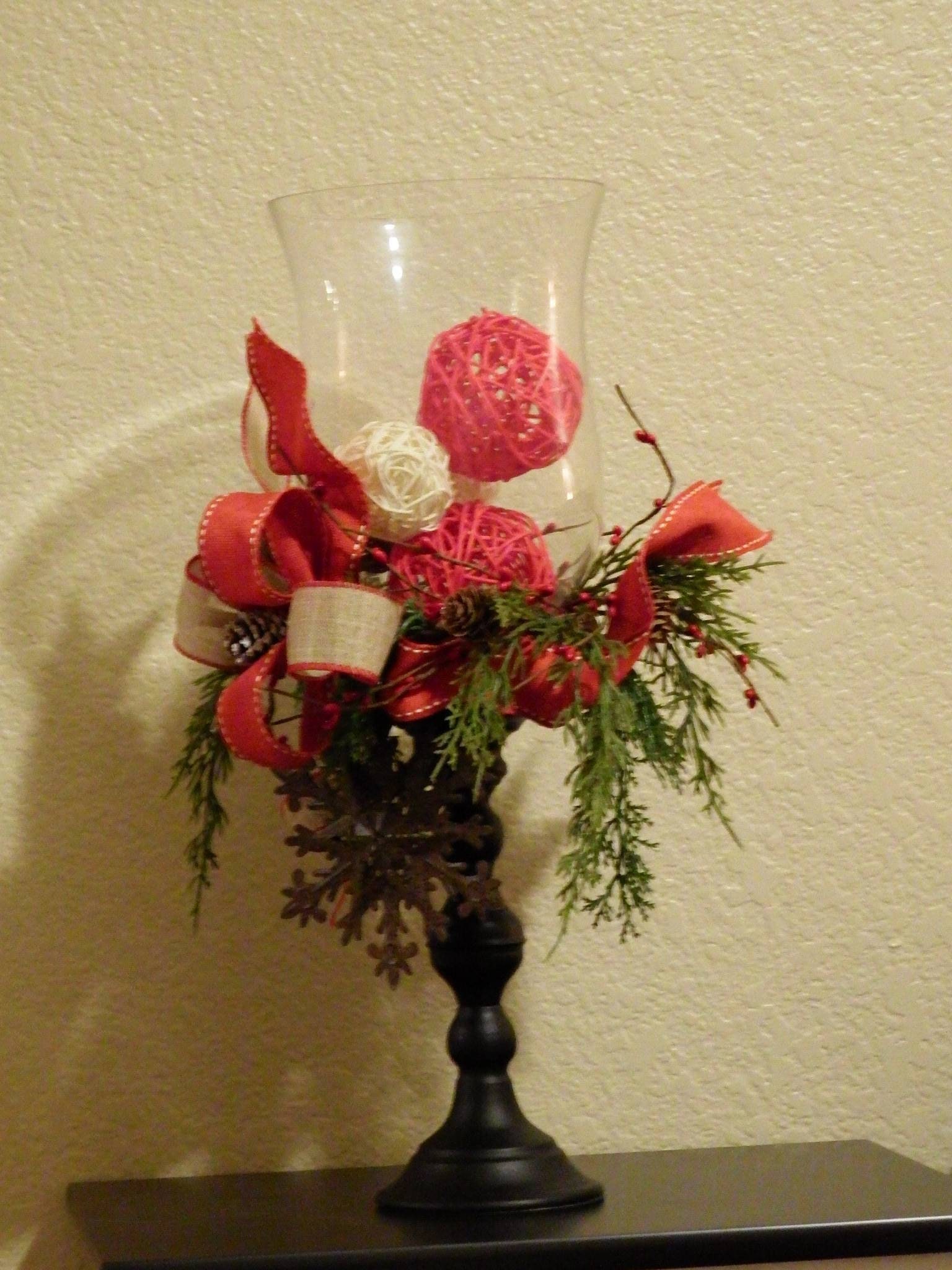 Christmas Hurricane Candle Holder decor. Handcrafted candle holder pine