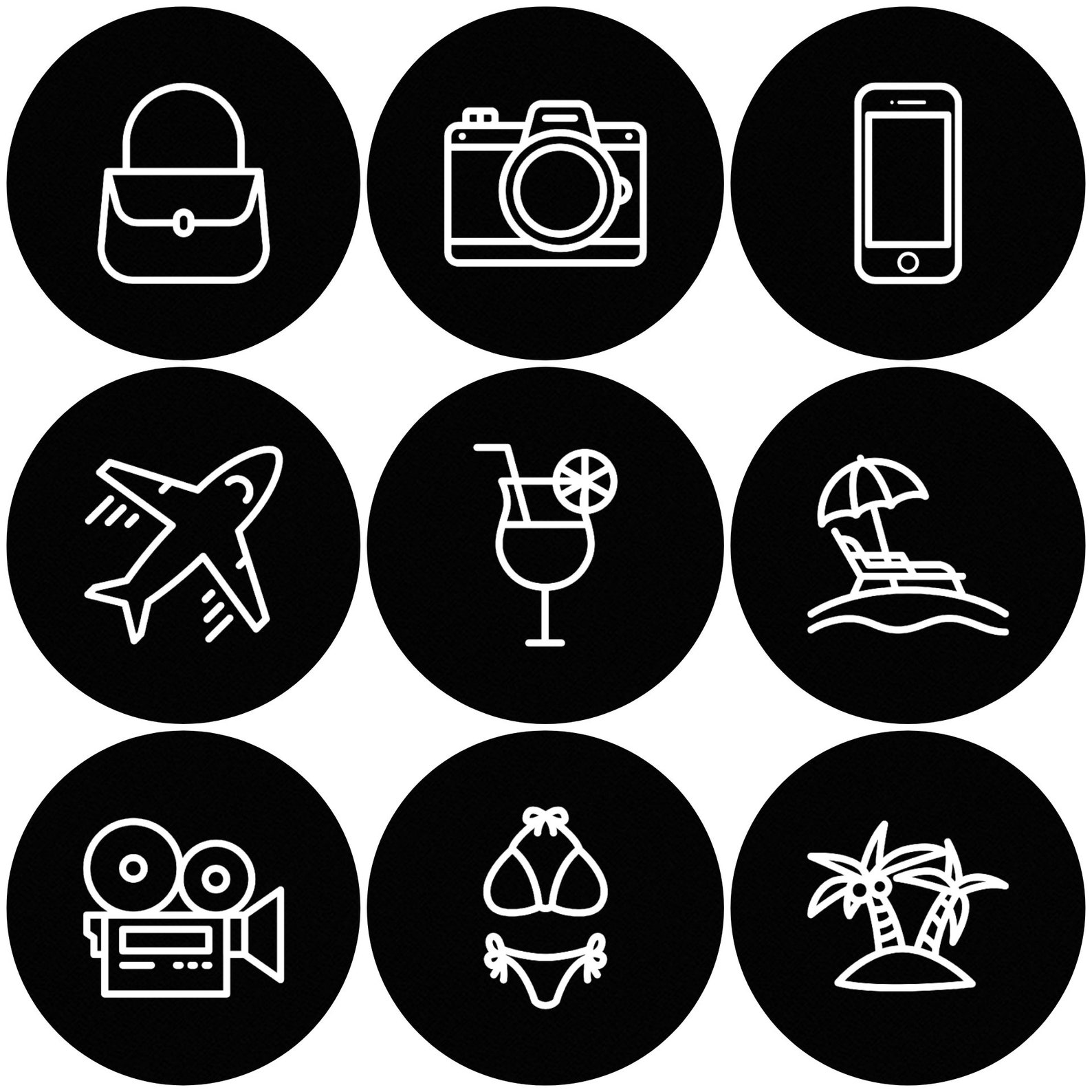 travel icon for instagram highlights black and white