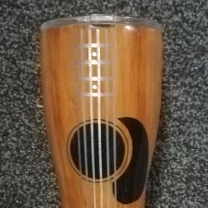 30 ounce modern curve custom handmade guitar inspired woodgrain stainless steel tumbler