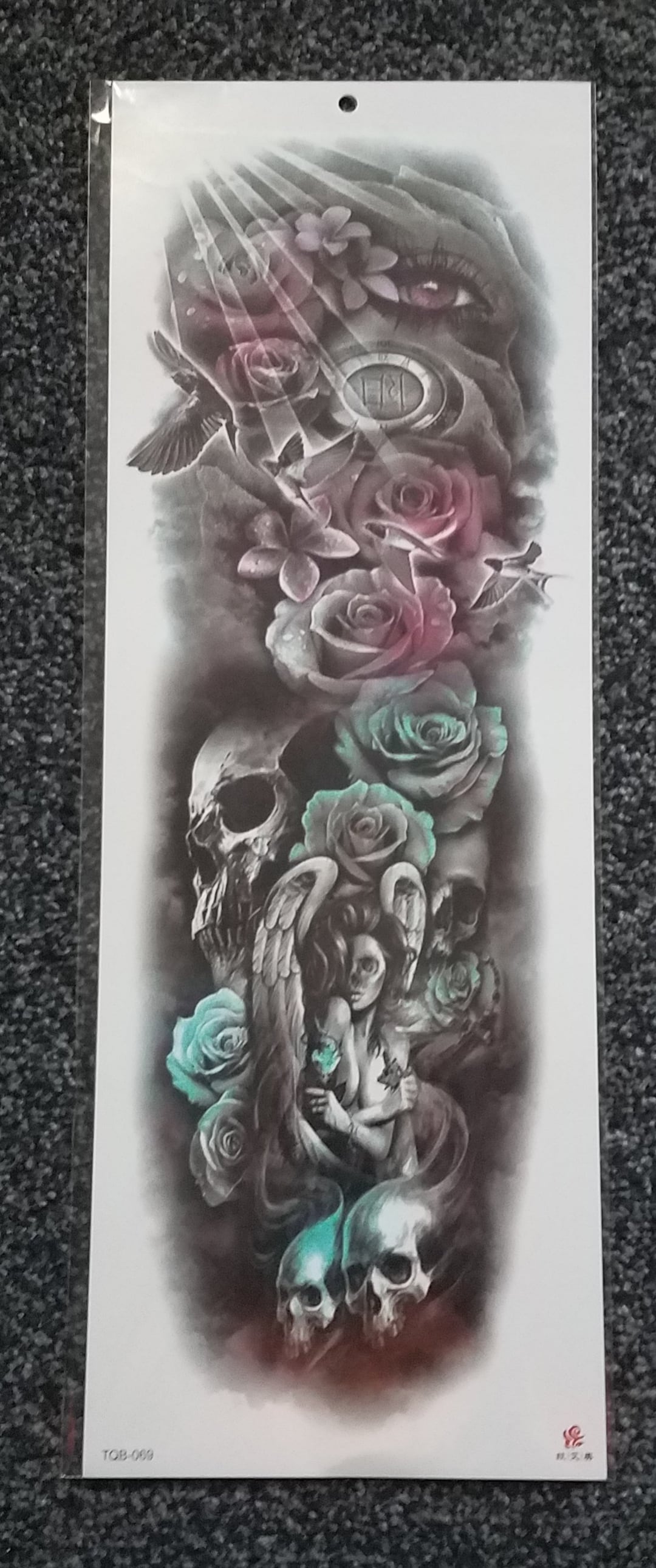 Skull and Roses Arm Sleeve Temporary Tattoo - Etsy