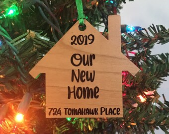 Personalized NEW HOME Christmas ornament / Our New Home / My First Home / Home Sweet Home / housewarming gift solid hardwood laser engraved
