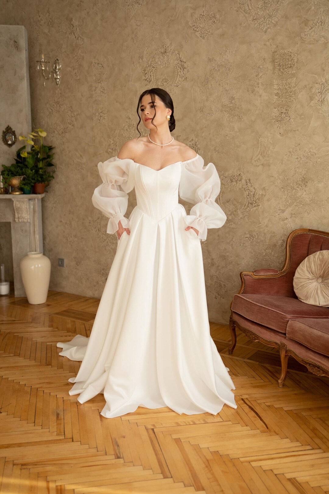 Modest Renaissance Simple Fairy Boho Corset Civil Wedding Dress. Bridal ...