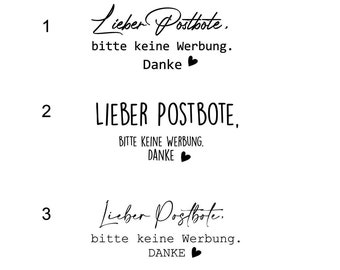 Aufkleber Lieber Postbote, bitte keine Werbung. Danke Aufkleber,Briefkasten, Haustüre, Beschriftung „Liebe Postbotin, bitte keine Werbung“