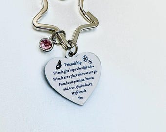 Porte-clés BFF coeur gravé - Porte-clés étoiles en acier inoxydable