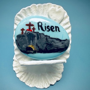 Risen - Prayer Pebble 01 | Painted Rocks | Christian / Catholic Faith Gift | Spiritual Disciplines