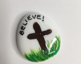 Believe, Prayer Pebble | Blessing Stone | Handmade and Personalised Devotional Gift for Christians