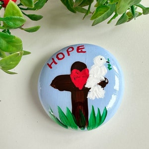 Hand Painted HOPE Prayer Pebble: Christian Worry Stone