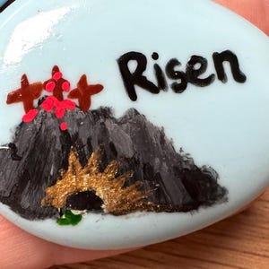Risen - Prayer Pebble 02 | Painted Rocks | Christian / Catholic Faith Gift | Spiritual Disciplines