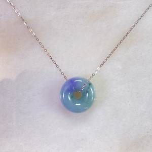 Donut Jadeite Necklace, Green Donut Jade Pendant, Round Real Jadeite, Circle Jade Jewelry for Family, Gift for Her, Exquisite Jade Necklace