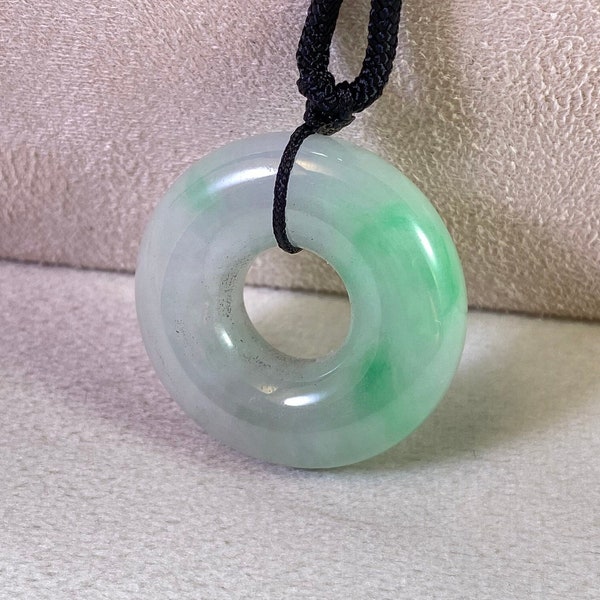 Handcrafted Peaceful Jade Pendant 100% Type A Jade , Genuine Burma Jade Pendant Necklace, Authentic Gemstone, Gift for Women, Donut Pendant