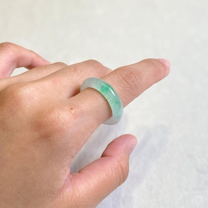 US 8.5 Jade Ring, Genuine Green Jade Band Ring, Minimalist Ring, Stacking Ring, Natural Burmese Jade Ring, Top Quality Jade, Summer Jewelry