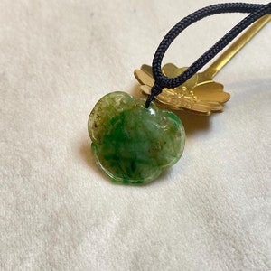 Green Natural Ruyi Jade Pendant | Genuine Type A Jadeite Pendant | Hancrafted Ruyi Jadeite Necklace | Handmade Jade Jewelry | Gift for Her