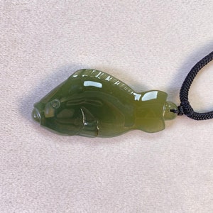 Hand Carved Goldfish Jade Pendant, Natural Grade A Jade, Burmese Jade Amulet Necklace Pendant, Gemstone Bead Jewelry, Birthday Gift for Her