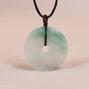 Ocean Green Round Jade Pendant, Icy Green Jade Amulet 40mm, Natural Burmese Jade, Gift for Family, Gift for Her, Gift for Emerald Lover