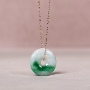 Genuine Jade Donut Pendant Necklace Grade A Burmese Green Jadeite Natural Personalized Gift for Her Customizable Handmade Jewelry Dainty