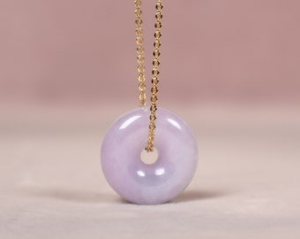 Donut Jadeite Necklace, Purple Donut Jade Pendant, Lavender Color Jadeite, Jade Jewelry for Family, Gift for Her, Exquisite Jade Necklace