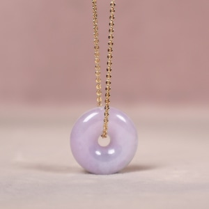 Donut Jadeite Necklace, Purple Donut Jade Pendant, Lavender Color Jadeite, Jade Jewelry for Family, Gift for Her, Exquisite Jade Necklace zdjęcie 1
