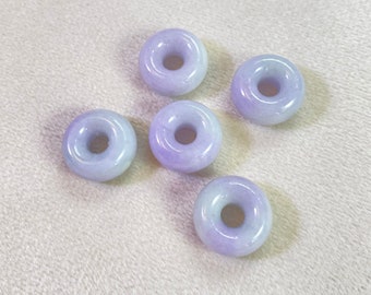 Loose Jade Beads, Genuine Type A Jade, Loose Gemstone, Hole Drilled Bead, Wholesale Gemstone, Purple and Green Jade, Donut Jadeite, Gifts