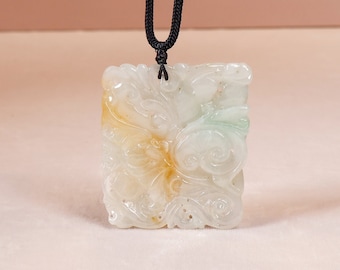 天然翡翠風景ペンダント翡翠ギフト山水彫刻 - ペンダント - 31.97g