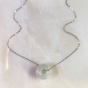 Round Real Jadeite, Donut Jadeite Necklace, White Donut Jade Pendant, Circle Jade Jewelry for Family, Gifts for Her, Exquisite Jade Necklace