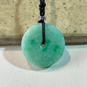 Apple Green Jade Donut, Type A Jade Necklace, Jewelry Gift, Luck Necklace, Friendship Gemstone pendant, Gift for Mom