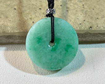 Apple Green Jade Donut, Type A Jade Necklace, Jewelry Gift, Luck Necklace,  Friendship Gemstone pendant, Gift for Mom