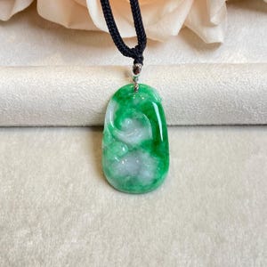 Green Ruyi Grade Type A Jadeite Pendant, 18k White Gold Necklace, Solid Gold, Jade Jewelry for Family, Wishes Come True Jadeite, Best Gifts
