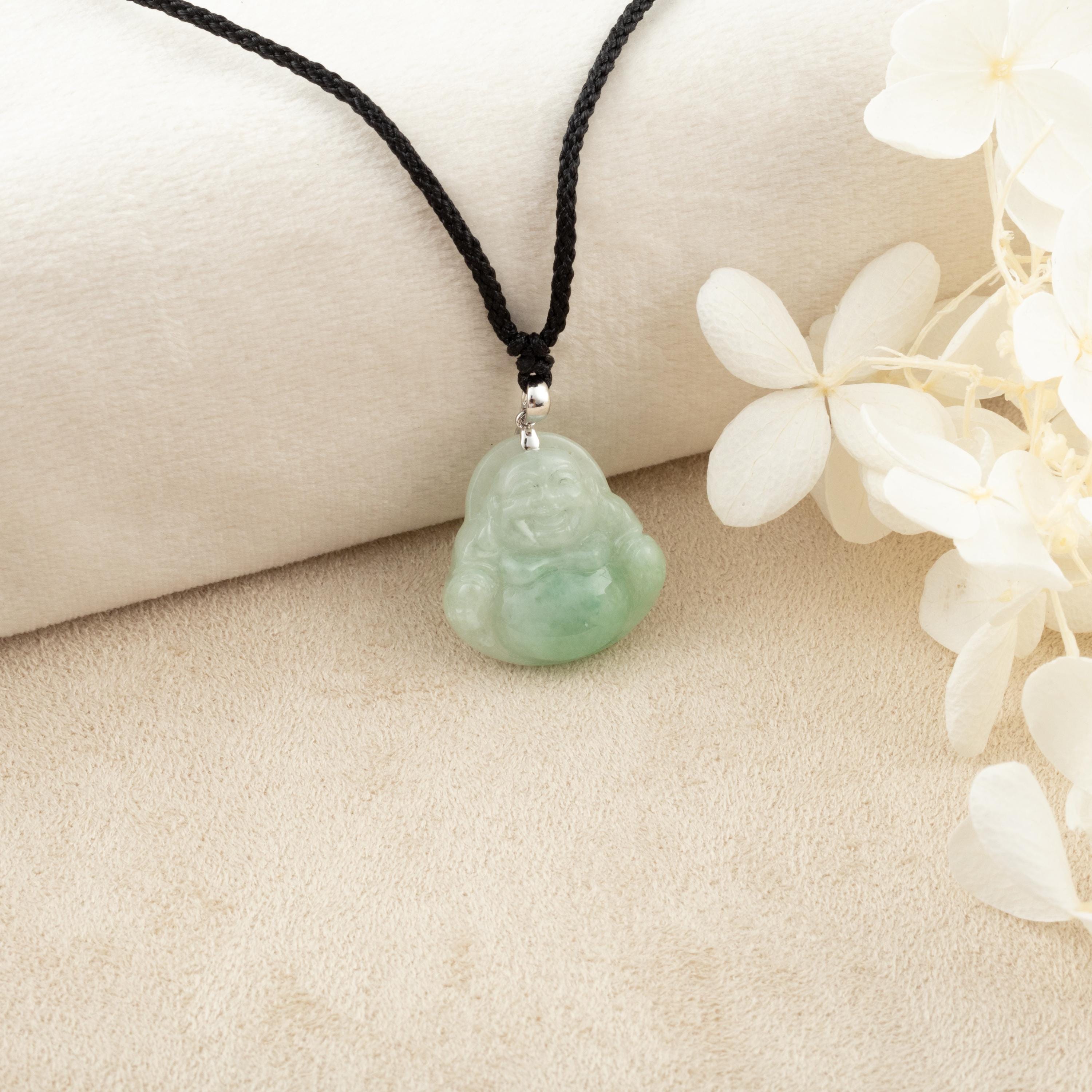 18Kホワイトゴールド 弥勒仏 翡翠ペンダント、翡翠仏 宝石、本物のA型