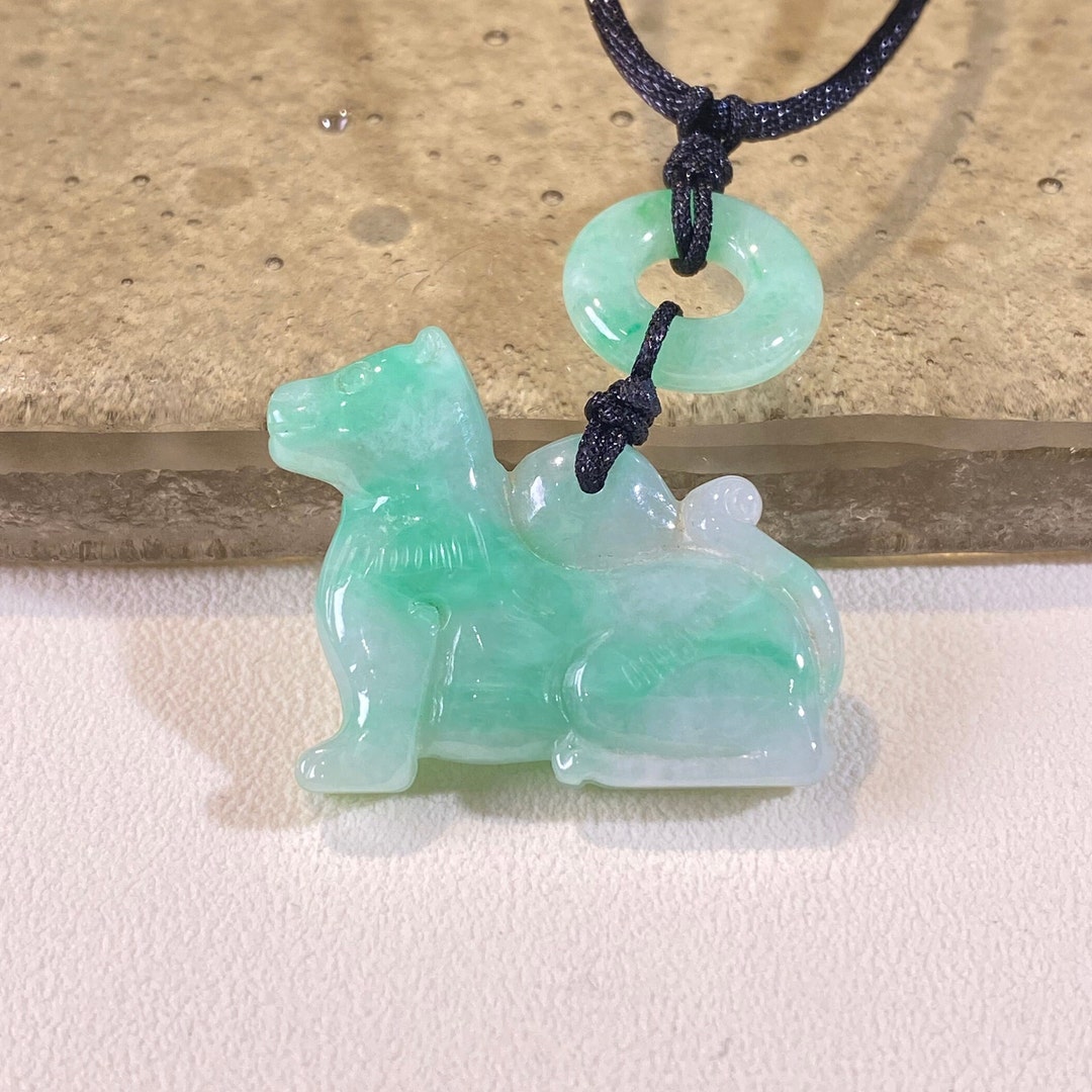 Jade Pendant Carved Jade Dog Charm Chinese Zodiac Jade Dog Etsy