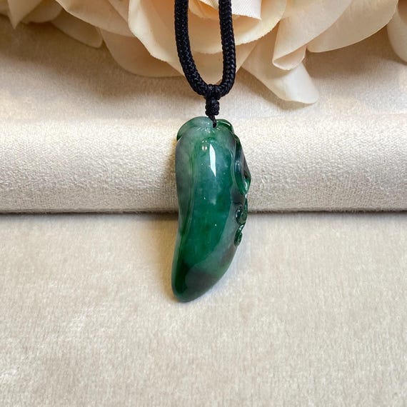 手作りのビルマ産翡翠メロンペンダントネックレス - Etsy 日本