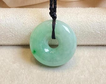 Jadeite Donut Pendant, Handcrafted Peaceful Jade Pendant 100% Type A Jade, Genuine Burma Jade Pendant Necklace, Authentic Gemstone, Gifts