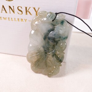 Natural Hand Carved Jadeite Pendant, Antique Jadeite Pendant, Amulet, Simple Jadeite Necklace, Natural Stone, Minimalist Jewelry, Lotus Leaf
