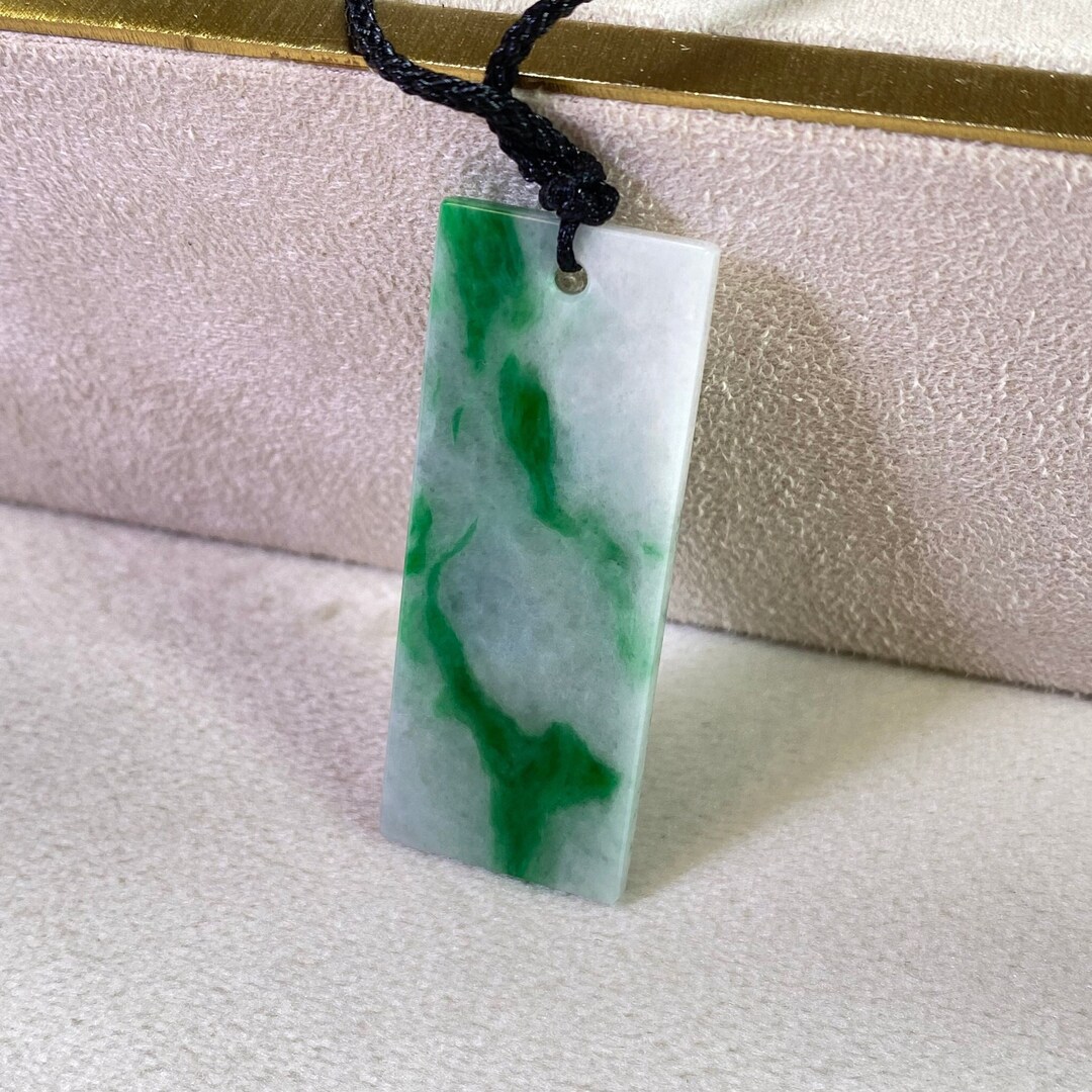Rectangular Jade Pendant, Jadeite, Amulet, Gemstone Pendant Women