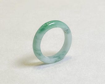 US8 Green Jade Ring,Natural Grade A Jadeite,Gemstone Statement Ring, Handmade Jewelry ,Gift