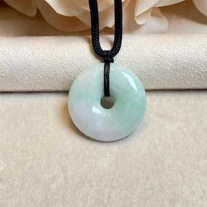 Natural Grade A Burmese Round Jadeite Jade, Lucky Green Jade Pendant, Gemstone Pendant, Jade Jewelry, Donut Jadeite Necklace, Birthday Gift