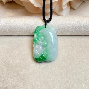 Genuine Type A Jadeite Pendant | Green Natural Ruyi Jade Pendant | Hancrafted Ruyi Jadeite Necklace | Handmade Jade Jewelry | Gift for Her