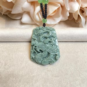 Green Jade Dragon Necklace, Grade A Jadeite, Dragon Amulet Pendant for Men, Green Jade Dragon Pendant Statue Charm, Jade Jewelry, Best Gifts