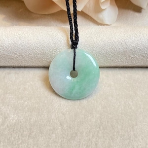 Natural Grade A Burmese Round Jadeite Jade, Lucky Green Jade Pendant, Gemstone Pendant, Jade Jewelry, Donut Jadeite Necklace, Birthday Gift